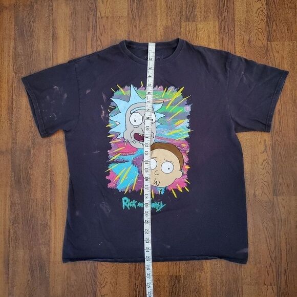 Rick & Morty Mens Sz Large Black T-Shirt Adult Swim Distressed - Picture 3 of 4